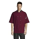 Uncommon Threads womens Havana Chef Coat Mesh Blk Trm Button Down Shirt, Burgundy, Medium US