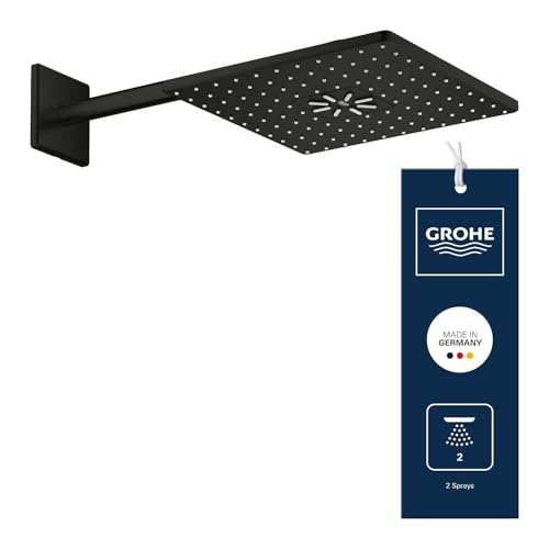 GROHE Rainshower 310 SmartActive CUBE Ensemble de Douche de Tête avec 2 Jets (Douche de Tête Montage Mural 310 mm avec Bras 400 mm, Corps d’Encastrement...