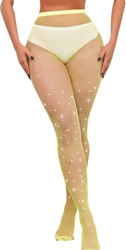 Queen Romance Sparkly Rhinestone Stockings for Women Glitter Fishnets Tights Pantyhose for Dance Concert