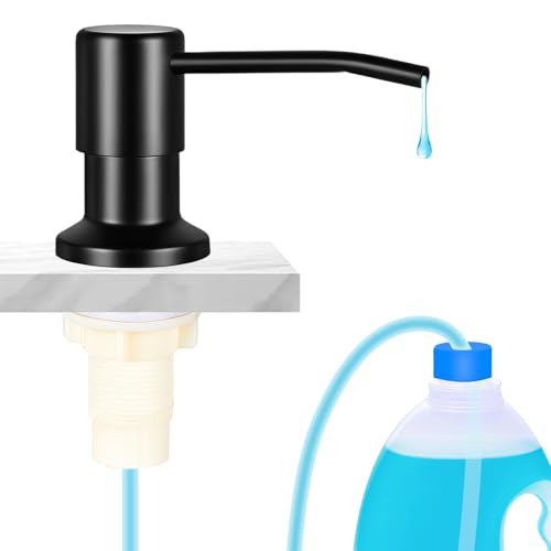 Cejiuga Soap Dispenser for Kitchen Sink Upgrade Built in Sink Soap Dispenser Countertop Sink Soap Dispenser Pump with 47 Extension Tube kit No Need More Refills (Black)