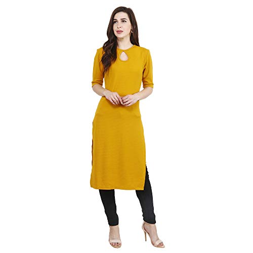 Image of POPWINGS Casual Plain Key Hole streachable Kurti