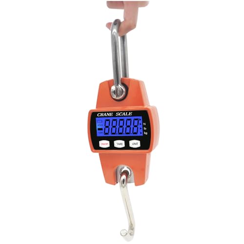 MKIFJGH吊りはかり、重量計、 デジタルスケールク、レーン 、計量器 、携帯式、 吊秤 、300kg 家庭用、商売用 (オレンジ)