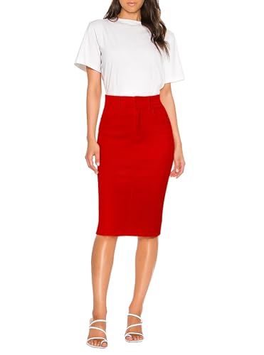 Lexi Womens Super Comfy Hyper Stretch Denim Skirt SKS44876 RED