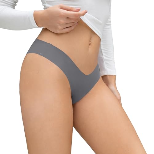 Image of DEANGELMON Women Seamless Bikini Cheeky Underwear Invisible No Show Panties V-Waist Hipster Ladies Soft Stretch Multi Pack