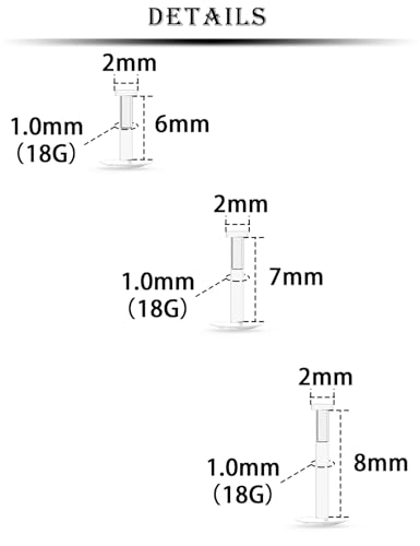 Kridzisw 16G 18G Clear Plastic Push in Lip Labret Medusa Monroe Nose Piercing Retainers for Surgery Sport Work Bioflex Flat Back Tragus Helix Catilage Conch Earrings for Women Men 6mm 8mm 10mm 12mm2