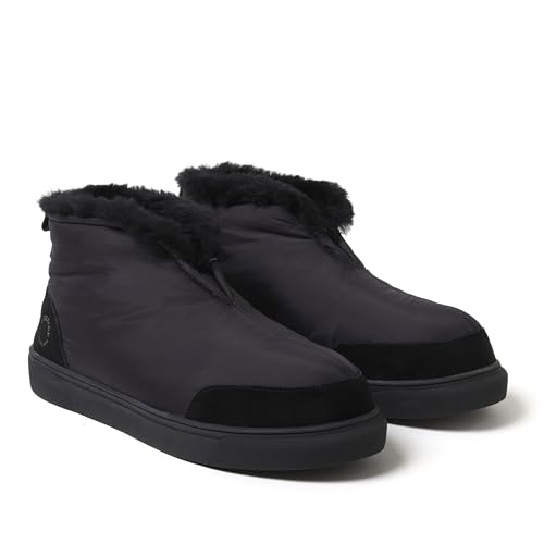 Image of Dearfoams Men's Fireside Nylon Australian Shearling Water Resistant Apres Winter Warm Up Bootie