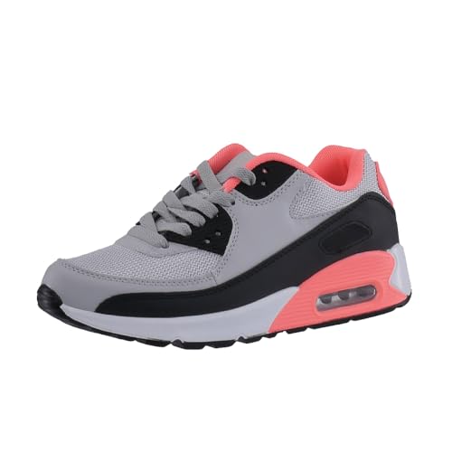 Elara Damen Herren Sneaker Sport Turnschuhe Chunkyrayan G016 Grey/Black/Orange-39