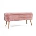 Polsterbank Rosa Sitzbank mit Stauraum Bank Holz Flur Vintage Polsterbank Modern Hocker 102cm Breit Sitzbänke Eckbank Bettbank 100% Polyester Stoff