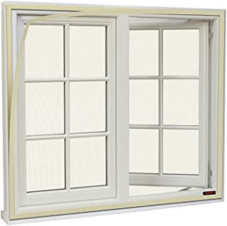 RIDSIO Window Mosquito Net Ready to Use 120 GSM Fiberglass Insect Net with Strong Self Adhesive Hook & Loop Tape (4x5 FT, Ivory)