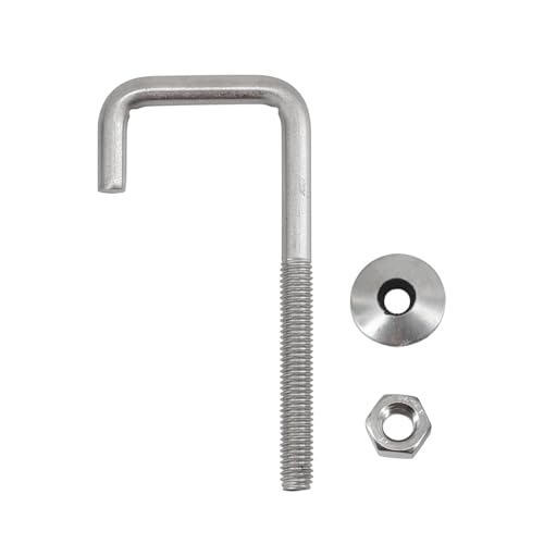 Dachankerbolzen, M6 x 25 x 75 mm, 304 Edelstahl, J-Haken, Wandhaken, Langschafthaken mit Sechskantmutter, Betonanker, Schrauben, 10 Stück