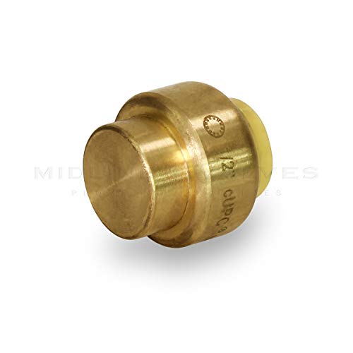 Pushlock UPSE12 Plug End Cap Pipe Fitting Push to Connect Pex Copper, CPVC, 1/2 Inch, Brass - Thumbnail 4