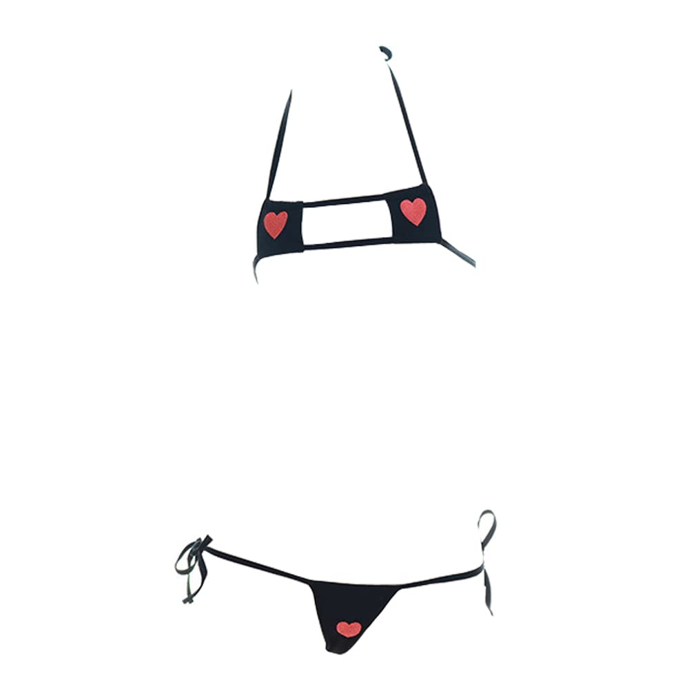 SINGUYUN Womens Sexy Micro bikini Suit Anime Bikini Cosplay Lingerie Kawaii Bra and Panty Set Cute: One Size 418black