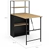 IDMarket - Bureau bibliothèque Pliable Ray Plateau Rabattable Bois façon hêtre et Noir