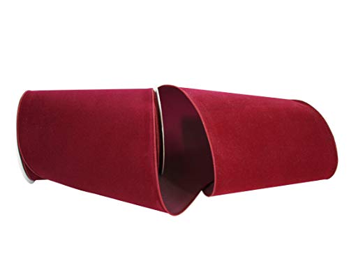 Reliant Ribbon 3900M-090-25F Velvet Merrowed Wired Edge Ribbon, 6 Inch X 10 Yards, Burgundy
