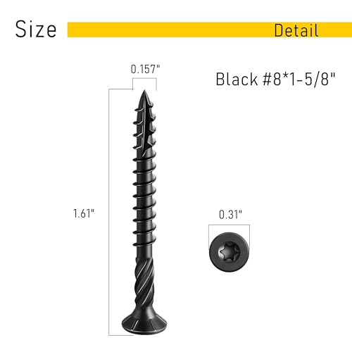Image of 150pcs Deck Screws #8 x 1-5 /8 Inch Wood Screw Star /Trox Drive Structural Screw for Timber, Log, Landscaping Wood Etc.