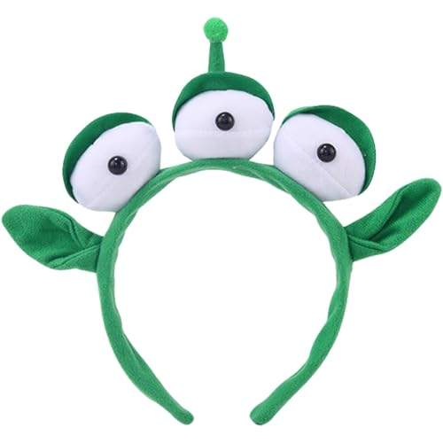 Leziazany Alien Headband Toy Stretchy Three Eye Plush Alien Monster Headband for Christmas party cosplay