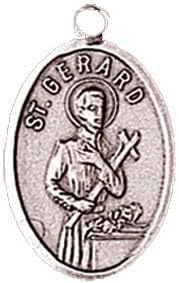St Saint Gerard Silver Coloured Metal Medal Charm Pendant, Chain & Box