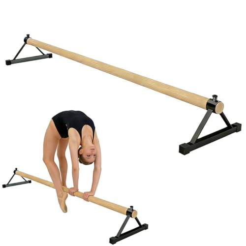 Cococheers 54 Gymnastics Pirouette Floor Bar Wood Handstand Trainer Bars for Gymnastics Practice Balance & Flexibility Training Hardwood Ash with Steel Base for Home