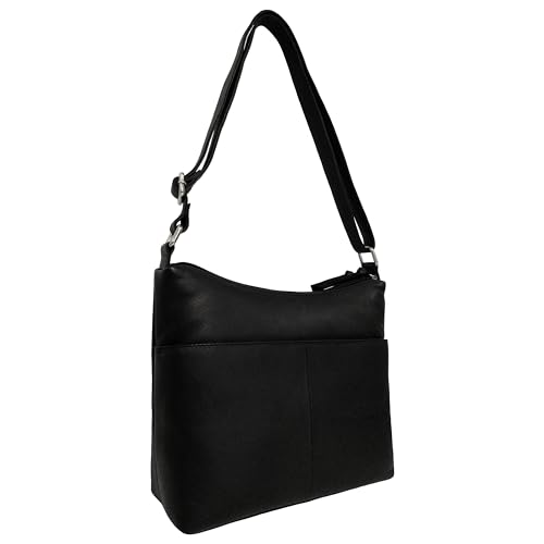 Bueno of California Antique Calf Leather Double Top Zip Shoulder, Black2