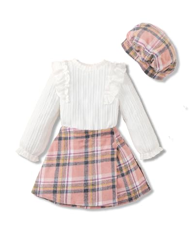 Image of Toddler Girl Clothes Outfit Shirt Top Plaid Mini Skirt Outfits Set Little Girl Dresses Kids Clothes for Girls 18M-8T