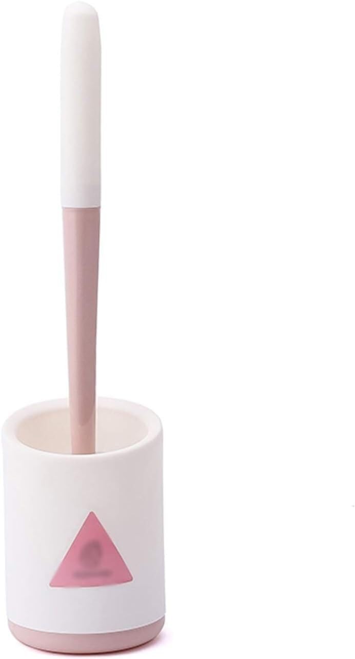 toilet brush, Perforated Wall-mounted Nylon Bristles 360-degree Cleaning Bathroom Toilet Brush with Base(Pink)