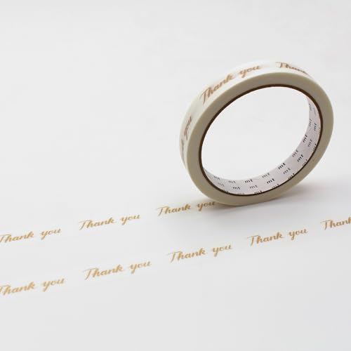 【Amazon.co.jp 限定】 mt large core Thank you 金 5巻パック (強粘着/和紙) ラッピング ギフト (公式販売店/大容量) カモ井加工紙 可愛い/柄/マステ マスキングテープ セロハンテープ