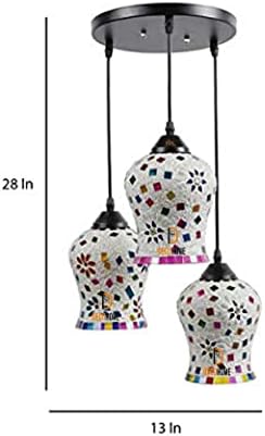 DECOHOME Mosaic 3L Ceiling Lamp for Bedroom/Living Room/Restaurants/Indoor and Outdoor Ceiling lamp (Multi Color) (Bulb NOT Include)