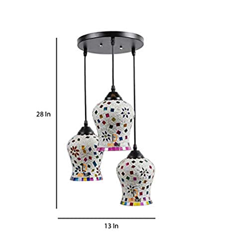 DECOHOME Mosaic 3L Ceiling Lamp for Bedroom/Living Room/Restaurants/Indoor and Outdoor Ceiling lamp (Multi Color) (Bulb NOT Include)