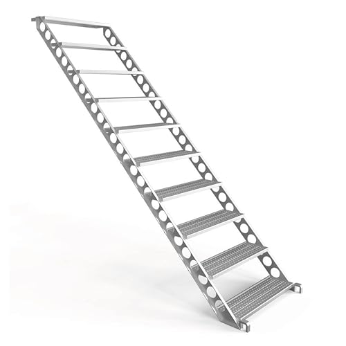 Scafom-rux Escalera de acero [10 peldaños] Independiente galvanizado - 2 metros de alto, 80 cm de ancho, 45 grados - Escaleras de exterior - Escaleras de acero para andamios y jardín