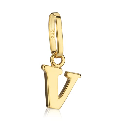 Pendentif lettre V or jaune 333 petit format 5x5mm anti-accrocs