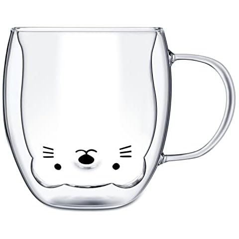 Taza de Café Xzeemo 250ml con Doble Pared de Vidrio Cover