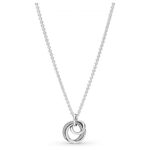 Pandora Moments Familie Für Immer Verschlungener Anhänger Halskette mit Karabiner-Verschluss aus Sterling-Silber, Kompatibel Moments Armbänder, Größe: 60cm Cover
