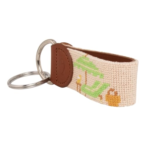 Image of Leather Hand-Stitched Needlepoint Key Fob or Key Chain