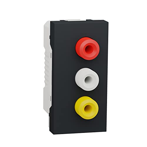 Toma Audio Video 3 RCA Schneider en color antracita para conectar su cine en casa