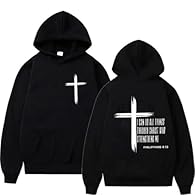 【Inspirational Bible Verse Design】 This Christian hoodie features the powerful "I Can Do All Things Through Christ" scripture from Philippians 4:13. The subtle cross graphic creates a meaningful faith statement perfect for daily encouragement and spi...