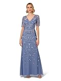 Adrianna Papell Women's Beaded Mesh Long Dress, French Blue