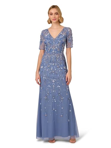 Image of Adrianna Papell Women's Beaded Mesh Long Dress