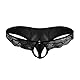 EROSPA® Herren Dessous Spitzen-String mit Penis Hoden Öffnung Slip schwarz Männer Men (Schwarz)