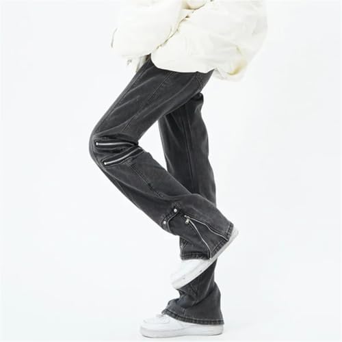 Men Streetwear Vintage Jeans Cargo Pants Clothing Ankle Zipper Straight Long Trousers3