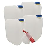 Männerladen 4 x 10 Liter Getränke- Wasserkanister Natur mit 1 Hahn und 4 Schraubdeckel | Premium Qualität DIN 51 | Lebensmittelecht Tragbar Indoor und Outdoor