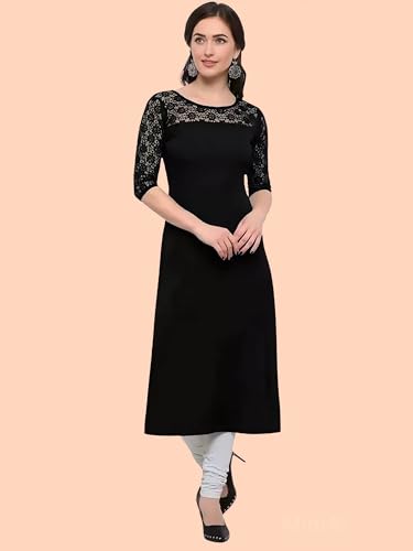 Image of Women's Crepe A-line Straight Kurtis, Plain Casual Wear Kurtis