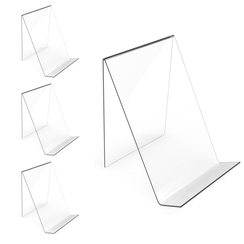 Boloyo Acrylic Book Stand Without Ledge,6 Inch 4PC Clear Acrylic Display Easel Transparent Display...