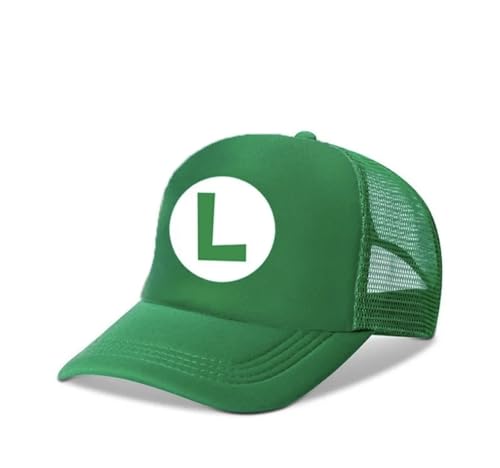 Mesh Baseball Cap Snapback Little Kids Ages 3-6 Boys Girls Super Luigi Bros Mario Princess Peach Cartoon Hat Cute (US Age 3 Years 6 Years L is for Luigi)