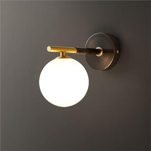 Aplique de Pared LED Moderno de 1 luz con Cuerpo de Cobre y Vidrio, lámpara de Pared LED de Mediados de Siglo para Interiores, para Dormitorio, Pasillo, Porche, balcón, Cocina, esc
