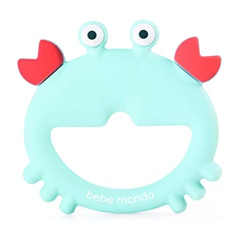 Teething Toys 3-6 Months, Teethers for Babies 3-6 6-12 Months for Teething Relief, Baby Teether Teething Toys 100% Silicone, Newborn Infant Sensory Baby Toys 0-6 Months,bebe mondo (Crab) Cover