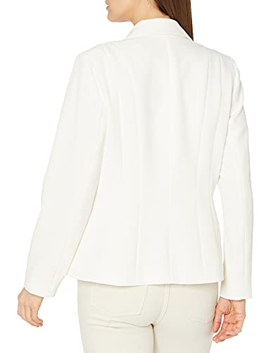 Kasper Women's Petite Stretch Crepe One Button Blazer, Vanilla Ice, 14P2