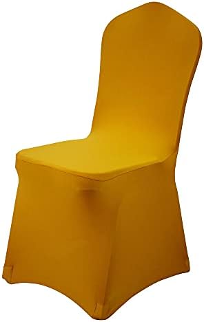 Gelozed 20 PCS Gold Spandex Dining Room Chair Covers for Living Room - Universal Stretch Chair Slipcovers Protector for Wedding, Banquet, and Party (Gold, 20)