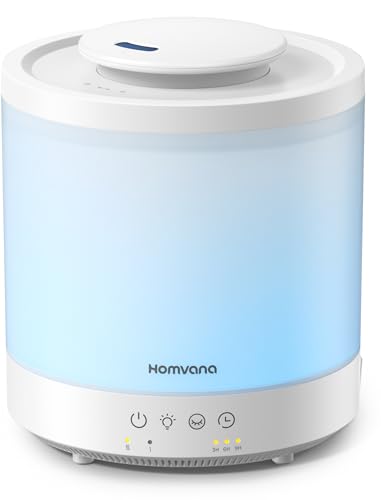 Homvana Humidificador Bebes mocos y tos and Difusor Aceites Esenciales Aromas, 1.5L Hasta de Para Dormitorio, Top-Fill Humidifier Plantas Ultrasonico, Difusor Aromatizador, Humidificadores Habitacion