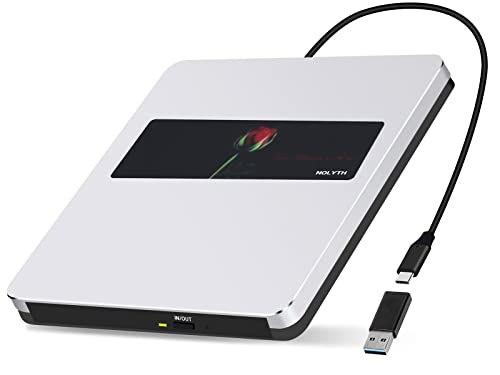 NOLYTH CD Burner for Mac Laptop: USB C External DVD Drive Player for Windows 11 PC MacBook with USB3.0 Adapter Portable Plug & Play Data Backup Aluminum by NOLYTH - Used condition - CA$23.57
