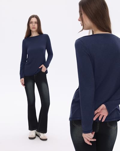 GAYHAY 3 Pack Long Sleeve Shirts for Women - Loose Fit Crew Neck Basic Tees Fall Tops Outfits Casual Clothes 20254